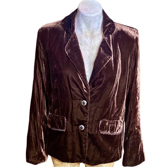 Dialogue Jackets & Blazers - Dialogue Chocolate cocoa mocha Brown Velvet blazer Jacket Sz S
